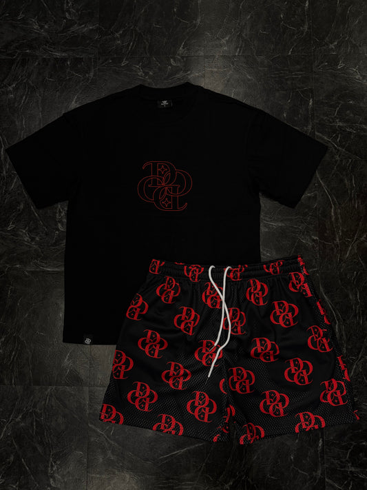 SET - Camisa + Pantalón 🩳 (Negro y Rojo)