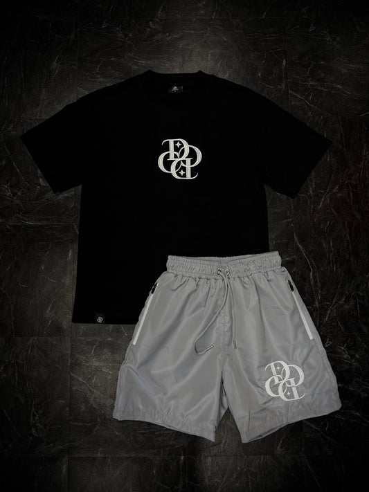 SET - Camisa + Pantalón Nylon 🩳 (Negro y Gris)